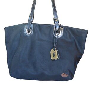 Dooney & Bourke Black Shoulder Tote Bag Charm Hot Pink Interior Classic Luxury